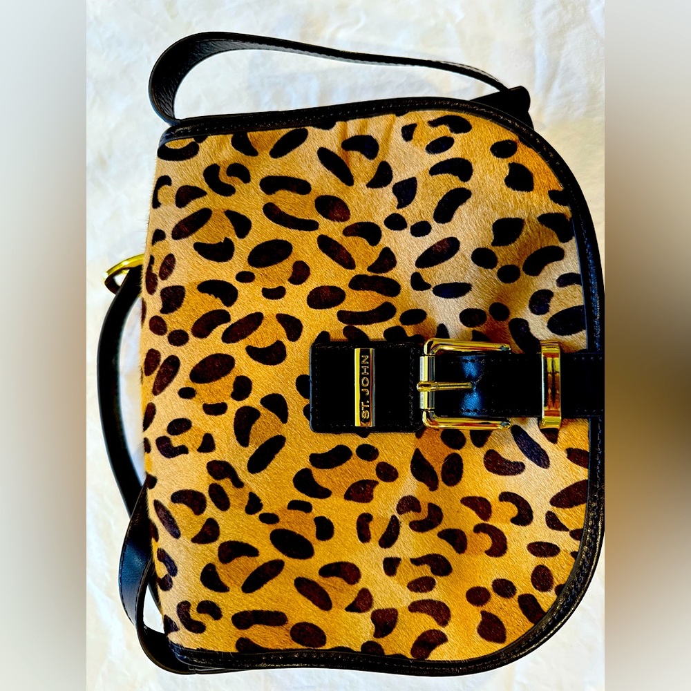St. John Animal Print Shoulder Bag - Black and Brown